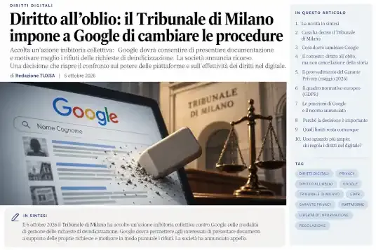 diritto all'oblio e Google